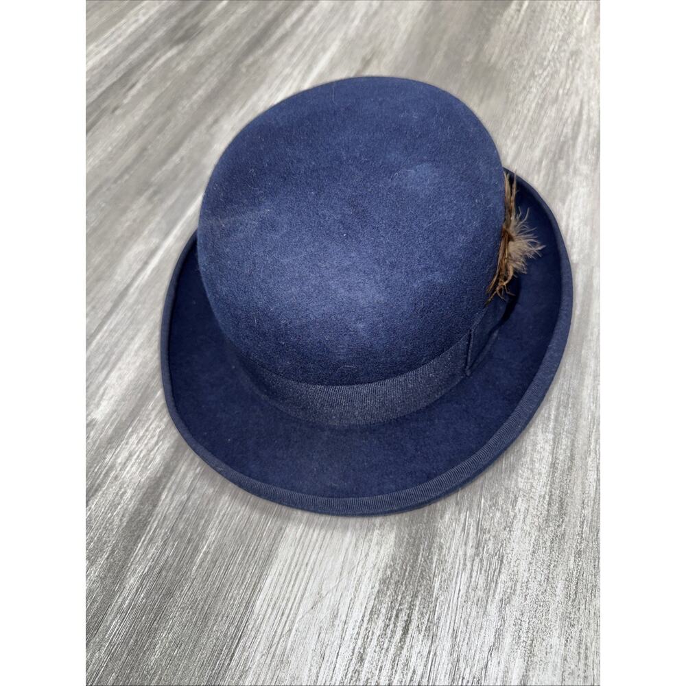 Hats In the Belfry Navy Wool With Feather Size Large
